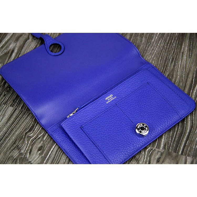 Sold at Auction: Hermes Blue Maurice Leather Dogon Duo Wallet