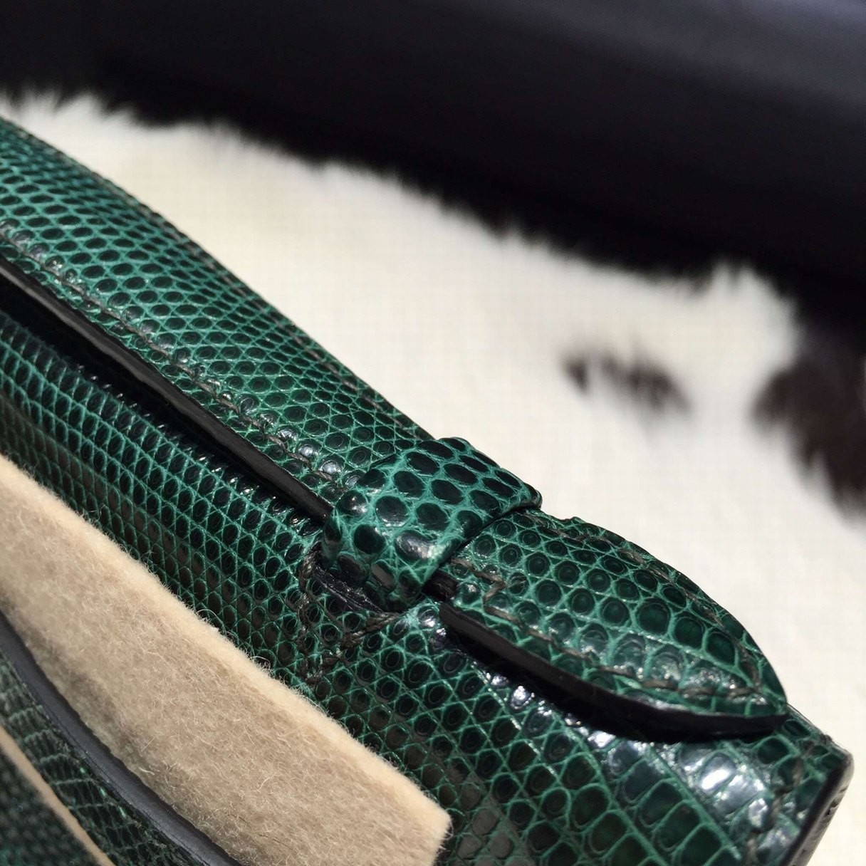 Hermes Kelly Pochette Menthe Lizard Palladium Hardware – Madison
